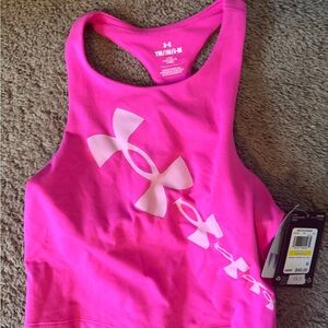 NWT Girls Under Armour Vibrant Pink Athletic Tank-Sz youth small